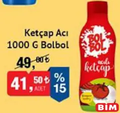 BOLBOL KETÇAP ACI 1000 G fiyat ve kampanya bilgisi